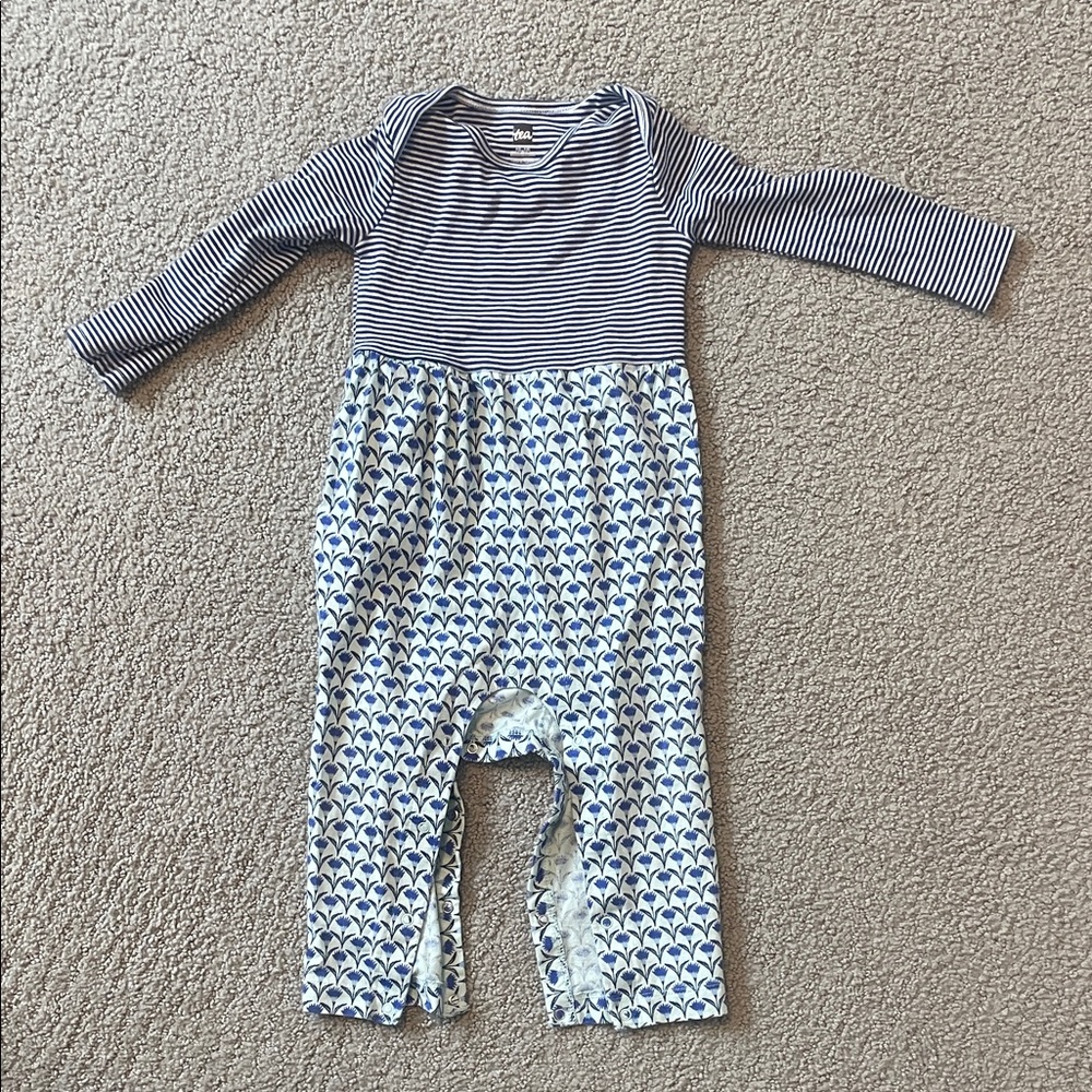 Tea Collection Navy and White Striped Bodysuit